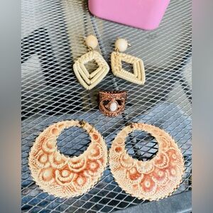 Boho Style Tan and Brown Jewelry Set